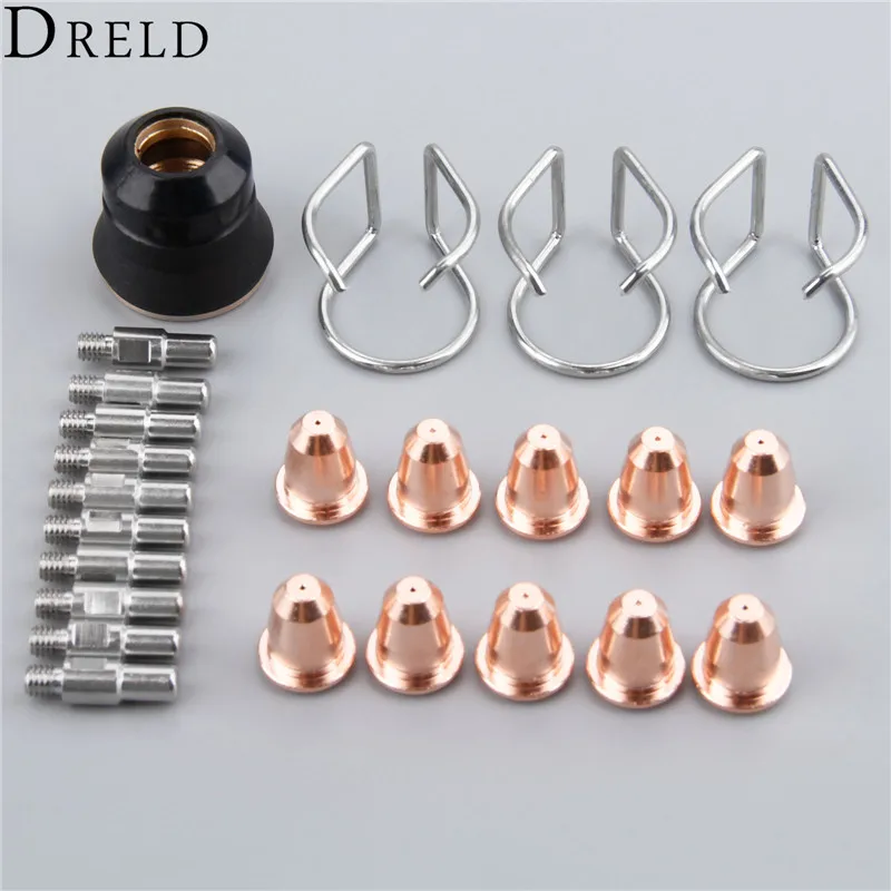 DRELD 24 шт. наконечники для резки труб 0,8 мм PD0116+ электроды PR0110+ стойки CV0110+ Стопорная чашка PC0116 для S25 S25K S30 плазменный фонарь