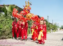 3,1 м детская размеры китайский дракон танец шелк народный фестиваль праздничный костюм 4 дети играют костюм для вечеринки реквизит сцены