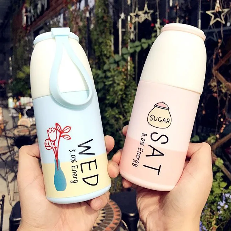Glass Water Bottle New Week Double Anti-scalding Glass Cartoon Portable Direct Drinking Applicable Mini Water Bottles