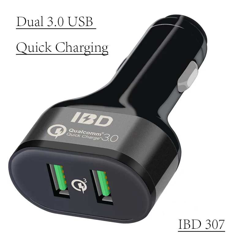 Высокое качество Безопасный USB Автомобильное зарядное устройство Dual USB 3,0 быстрое зарядное устройство мобильный телефон зарядное устройство Быстрая зарядка Powerdrive адаптер хвост товары - Тип штекера: IBD 307 Car Charger