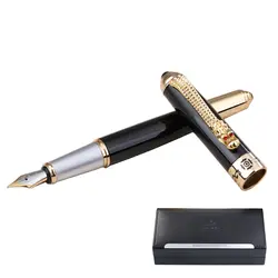 Роскошные клипса с драконом перьевая ручка Jinhao Бизнес офис подарок F Перо 0,5 мм/изогнутое перо 1,0 мм Металлические чернила ручки с