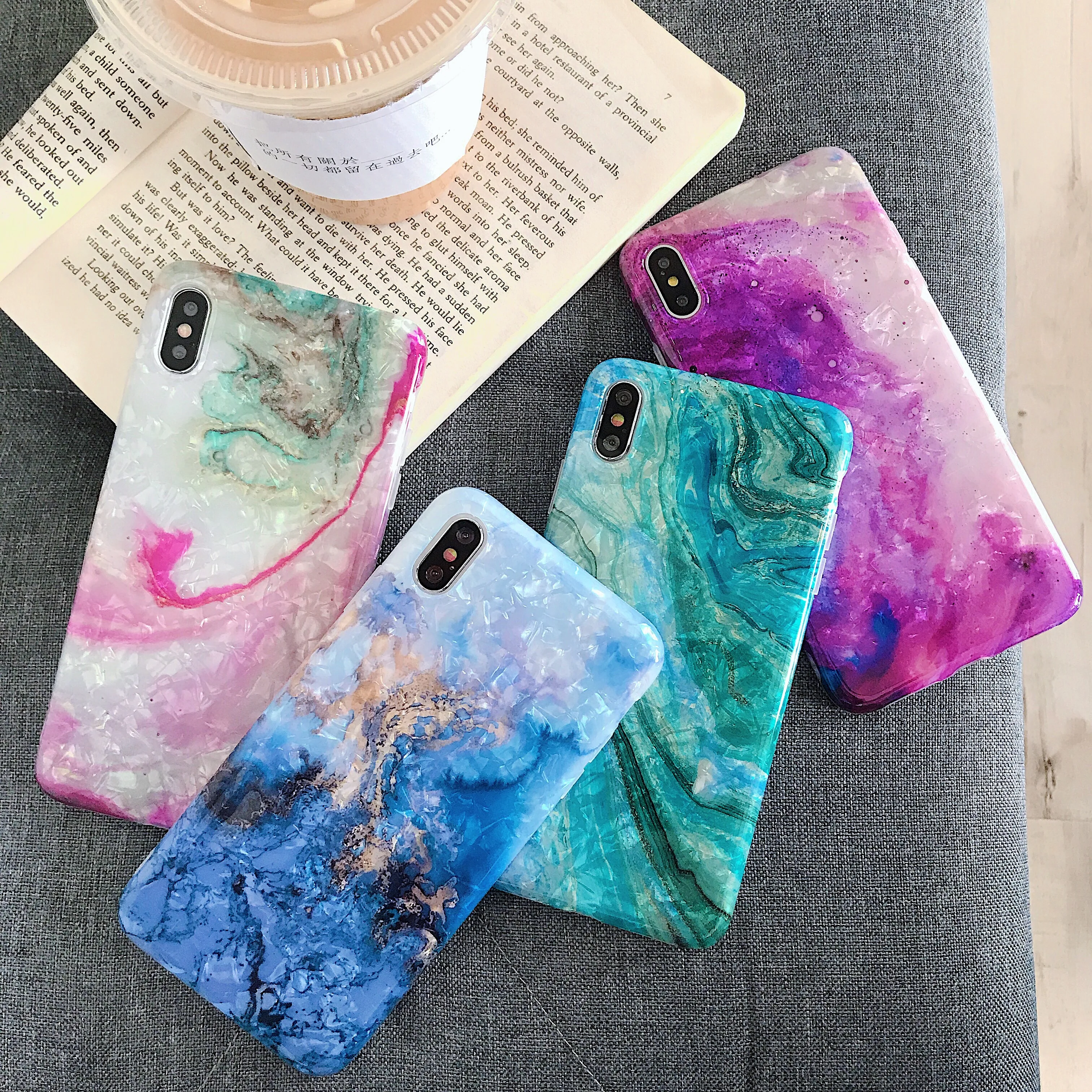 

marble phone case for iphone x xs max soft tpu silicone colorful style cover for iphone 6 6s 7 8 plus iphone XR Cases glitter