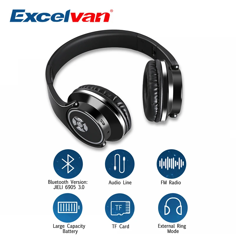 

Excelvan BT-9960 Bluetooth Headset Wireless Headphones Stereo Foldable Sport Headphone Microphone Headset Handfree MP3 Player