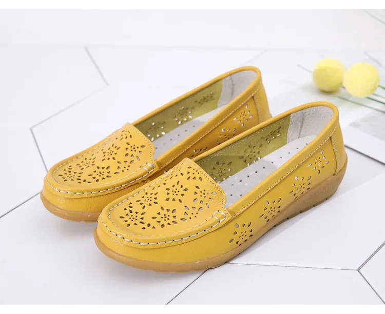  AH 5888-Fashion Fretwork Women Flats Cut Outs Genuine Leather Woman Lafers Summer5