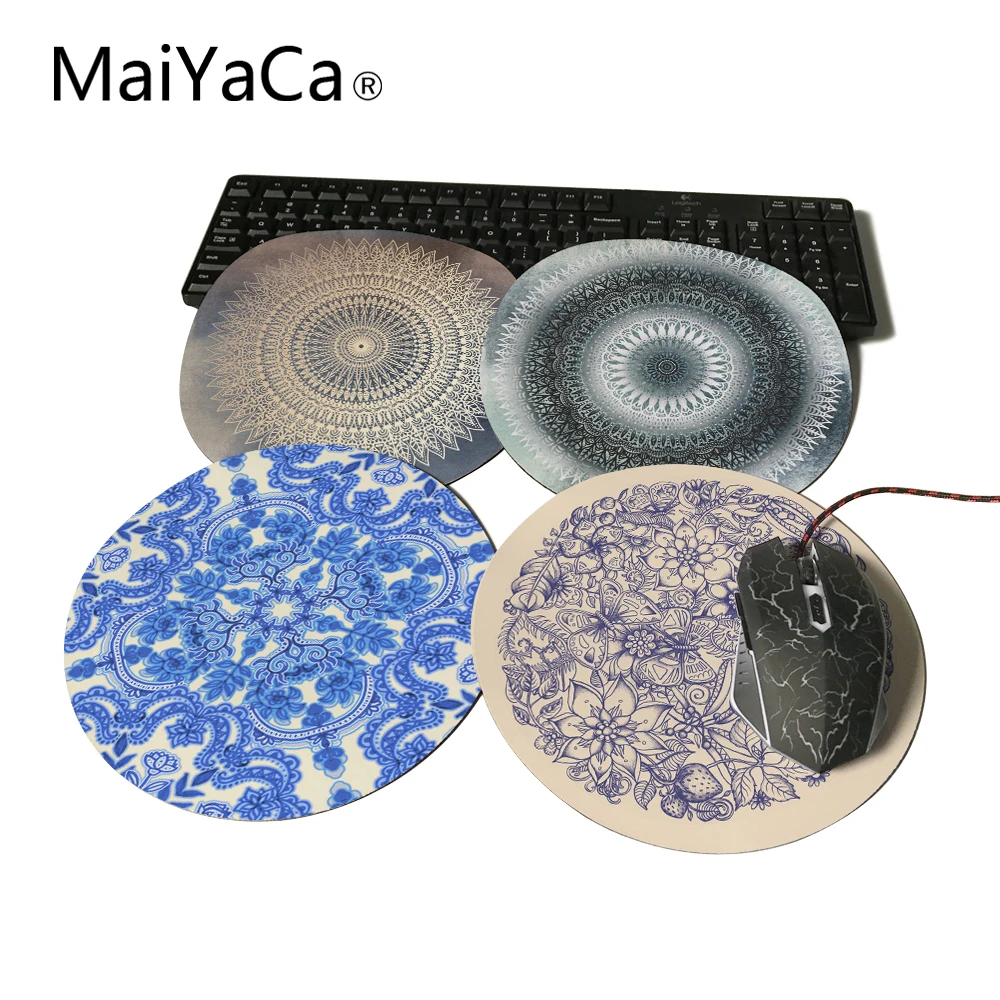 

MaiYaCa Round Mouse Pad Desert Sun Mandala Circle of Friends Customize Your Own Image Good Quality Anti-Skid Table Mats