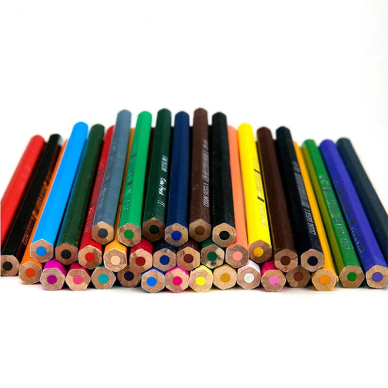 

DoreenBeads Korean Wooden Color Pencil For Office & School Painting 4 Patterns Writing Supplies, 1 set