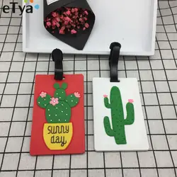 ETya Новый фреши мультфильм Кактус Творческий багажная бирка Силикагель Мода дорожные аксессуары для чемодана тег интернат ID этикетка с