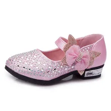 Fleur Filles Talons hauts Princesse Shoes Strass Enfants De Mariage Shoes Pour Partie Bling Enfants Filles Cristal Robe Shoes 2017 Printemps