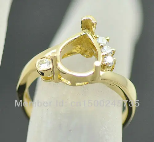 

8x10MM PEAR SHAPED PAVE 14kt Y/GOLD ENGAGEMENT SEMI MOUNT RING SETTING