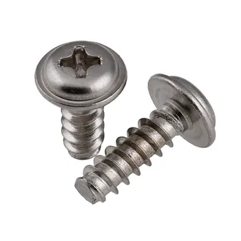 

50Pcs M2 M2.2 M2.6 M3 M4 304 Stainless Steel Round Head Philips Screws Flat Tail Self Tapping Screw Pan Head With Washer Screws