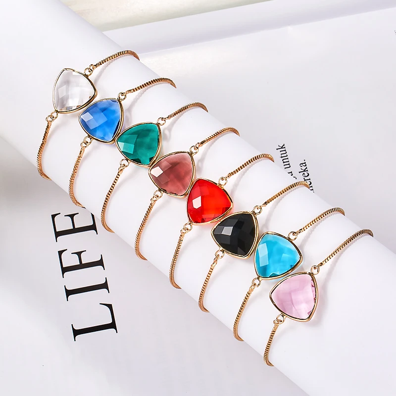 

SR:FINEJ Water Drop Bracelet For Women Blue Crystal Gold Color Cubic Zirconia Charm Bracelets & Bangles Femme Wedding Jewelry