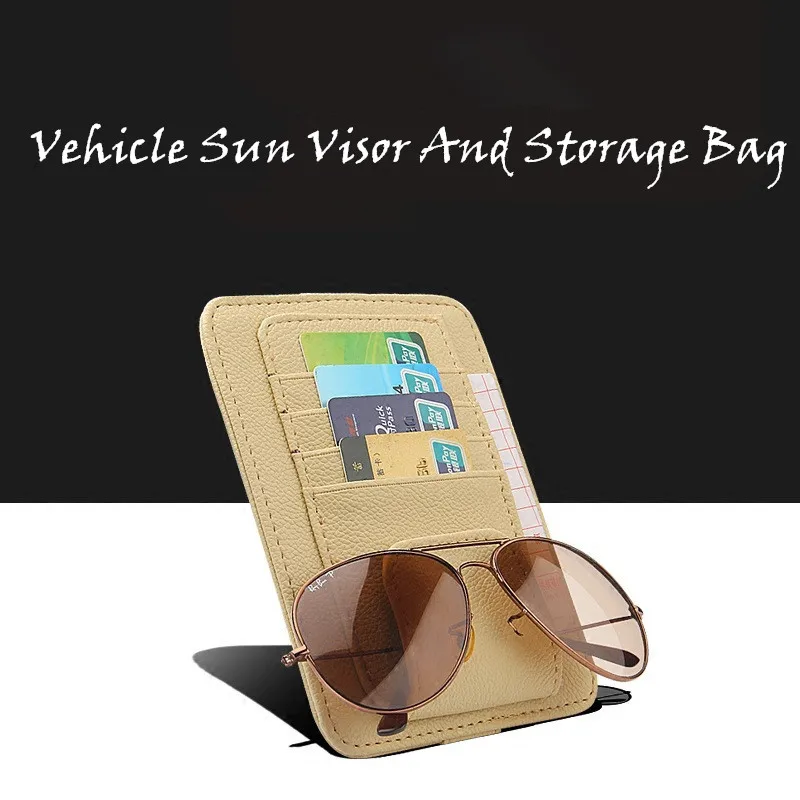 

Hot Sale Car Vehicle Sun Visor Sunglasses Eyeglasses Glasses Holder Clip Credit Card Package ID Storage Bag with 3 Color