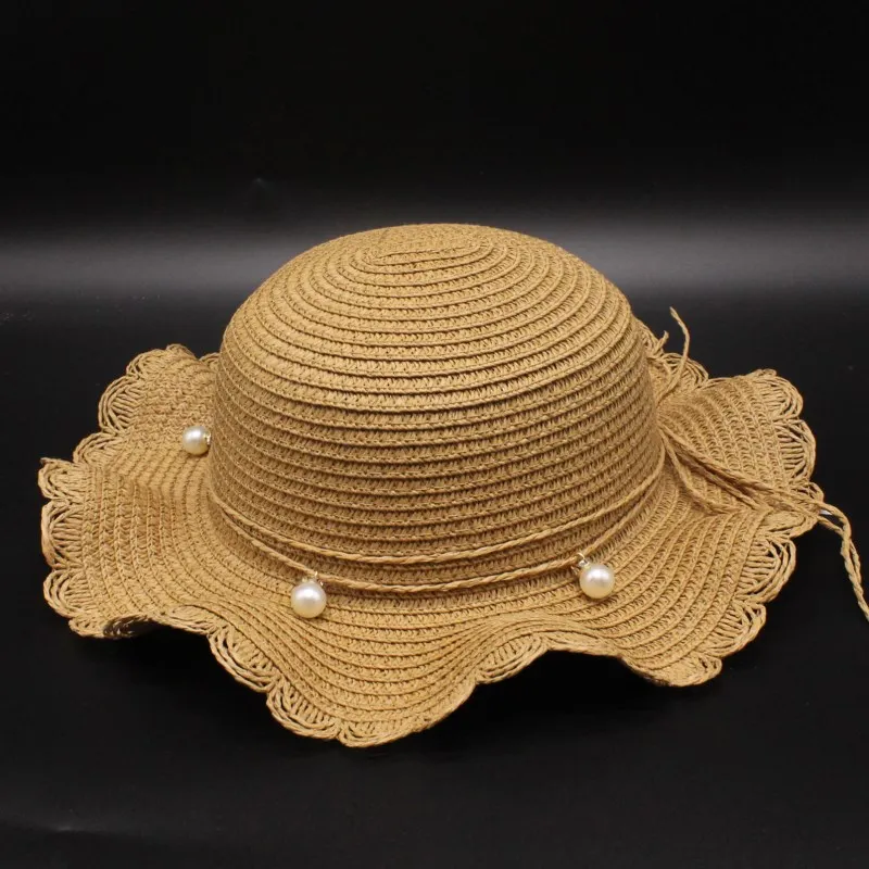 Seioum Girls Summer Hats Children Straw Hat For Girls Kids Star Sun Cap Panama Hat Baby Hats Caps Children Beach - Цвет: khaki