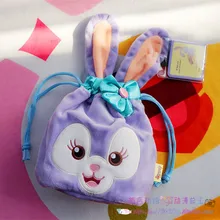 Japón dibujos animados lindo Duffy amigos Stellalou conejo bolsa de cosméticos con cordón de felpa bolsillos bolsa de felpa bolsa de oso Duffy bolsa de almacenamiento(China)