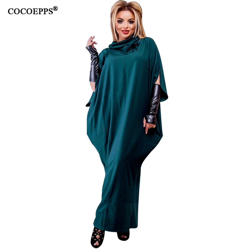 Осенние большие размеры повседневные женские Maxi dress Vestidos 2019 Большие свободные