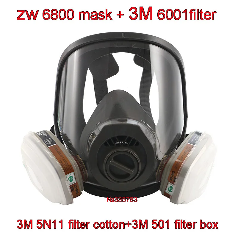 Tanie 3 interfejs 6800 maska kombinacja 3M 6001 SJL filtr z 3M 5N11 bawełniany filtr 3M501 filtr Respirator maska gazowa