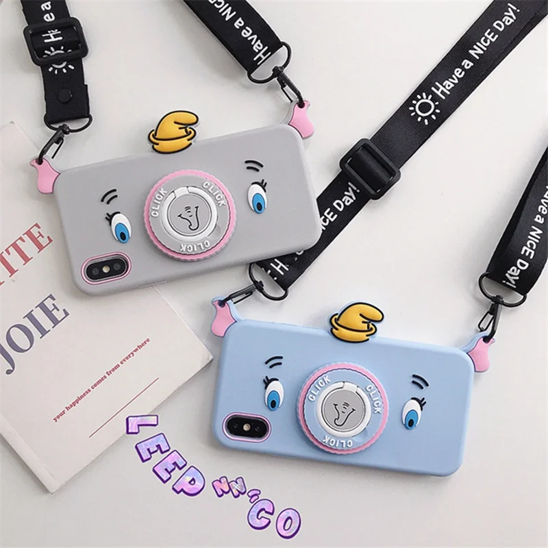 

Gray Camera Small Flying Bracket Lanyard Icon Phone Cae for iphone 6 6s 7 8Plus All-inclusive Shatter-resistant Silicone Cover X