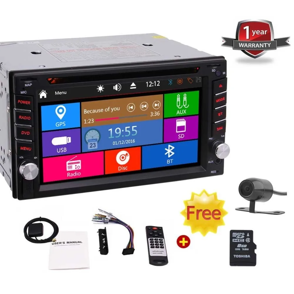 Double 2 DIN in Dash Car Dvd Player GPS Car Stereo Touch Screen with Bluetooth USB Dual SD Card Slot FM AM RDS Radio AUX for Car Double 2 DIN in Dash Car Dvd Player GPS Car Stereo Touch Screen with Bluetooth USB Dual SD Card Slot FM AM RDS Radio AUX for Car