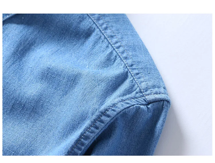 Брендовая Новинка хлопковая рубашка с длинными рукавами тонкая джинсовая Повседневная однотонная простая Удобная Осенняя рубашка с двумя передними карманами