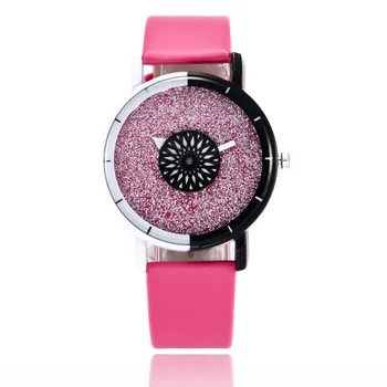 

2018 new crystal sandpaper dial leather strap casual fashion exquisite precision high-end luxury women's quartz watch