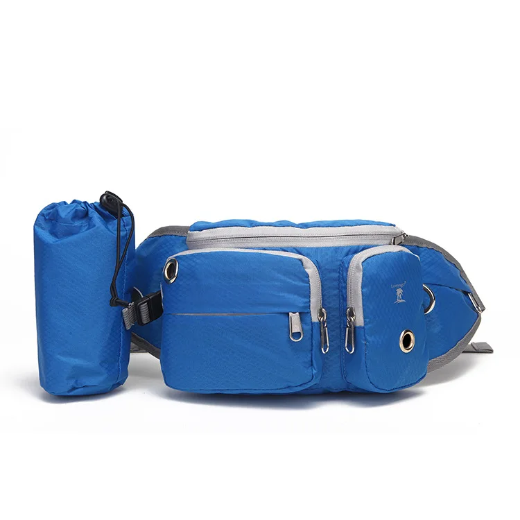 Многофункциональная поясная сумка для бега, тренировочная поясная сумка для собак, Спортивная Дорожная сумка для домашних животных, сумка для переноски закусок, сумка для мусора, поводок для собак - Цвет: Синий