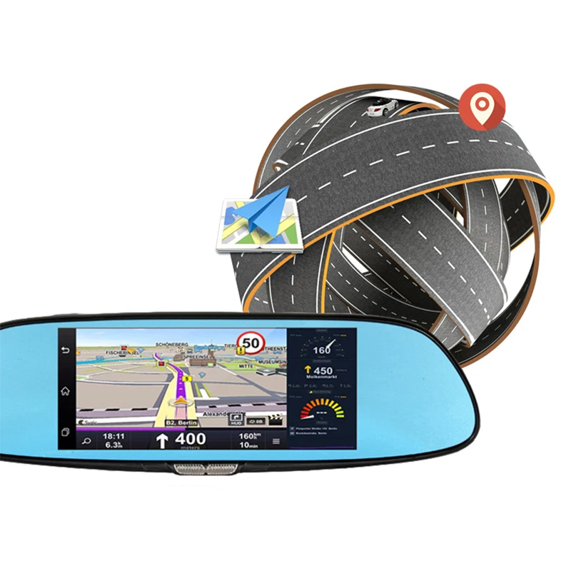 Camlive C08 Автомобильный видеорегистратор bluetooth gps навигация две камеры HD1080P зеркало