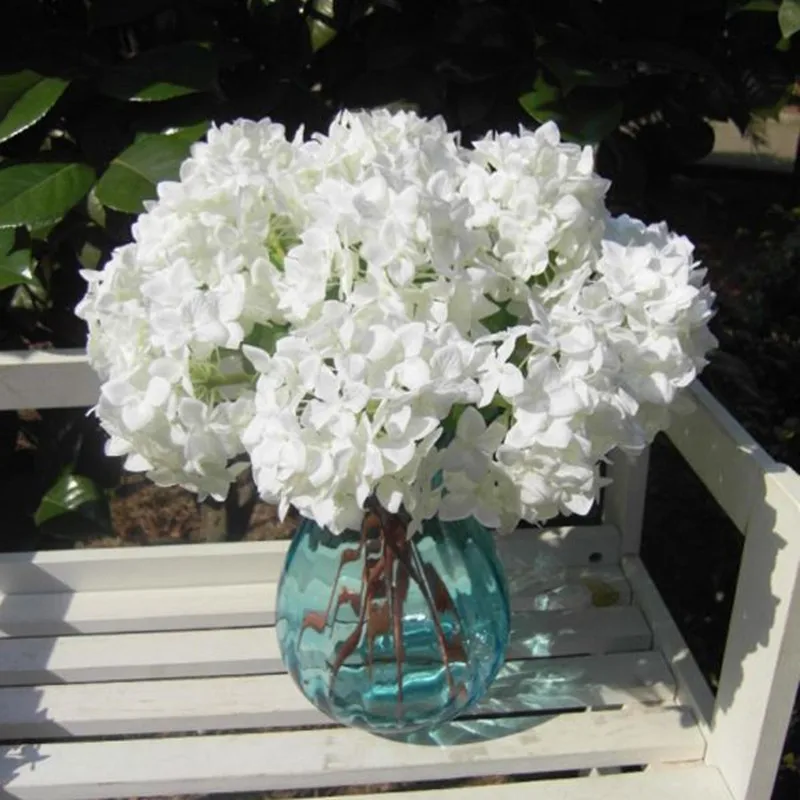 083 15 De Réductionnouveau 1 Pièces Blanc Hortensia Artificielle Soie Fleur Mariage Festival Nuptiale Bouquet Maison Salon Décor In Fleurs Séchées