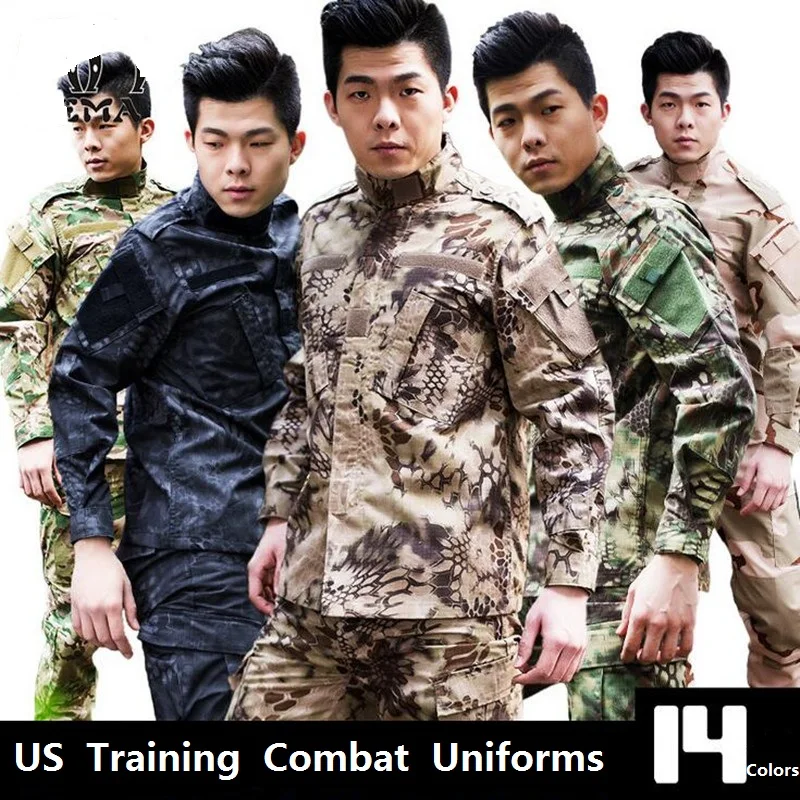 

Combat Uniform Shirt+Pants Military Army Suit Men Thick Cotton Camouflage Suits Python Field Camouflage Training Uniforms