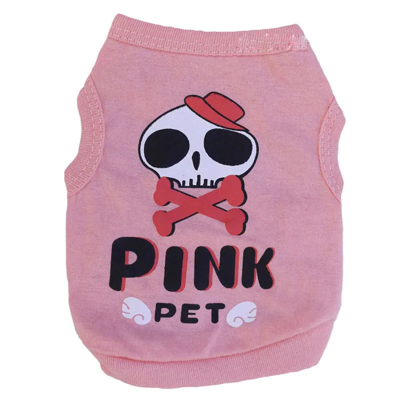 Cute Dog Clothes Coat Pink Pet Puppy Doggy Killer Skull Cotton Vest T