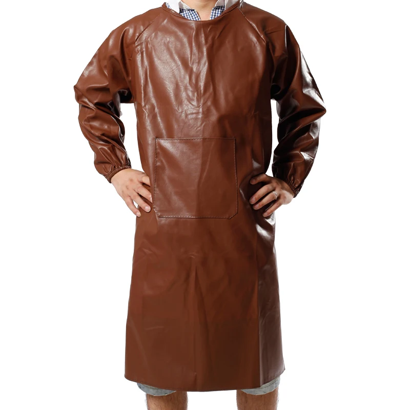 long sleeve aprons adult leather apron waterproof acid alkali resistant