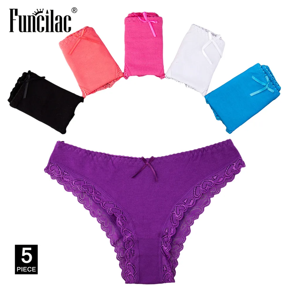 A Mixed color-5 pcs FUNCILAC трусы для женщин плюс размер сексуальные кружевные подштанники одноцветные мужские трусы для женщин женские прозрачные трусики Нижнее белье 5 шт./компл - Цвет: A Mixed color-5 pcs