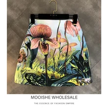 Весна лето 3D Цвет стерео большой цветочный узор Женская трендовая юбка миди Женская