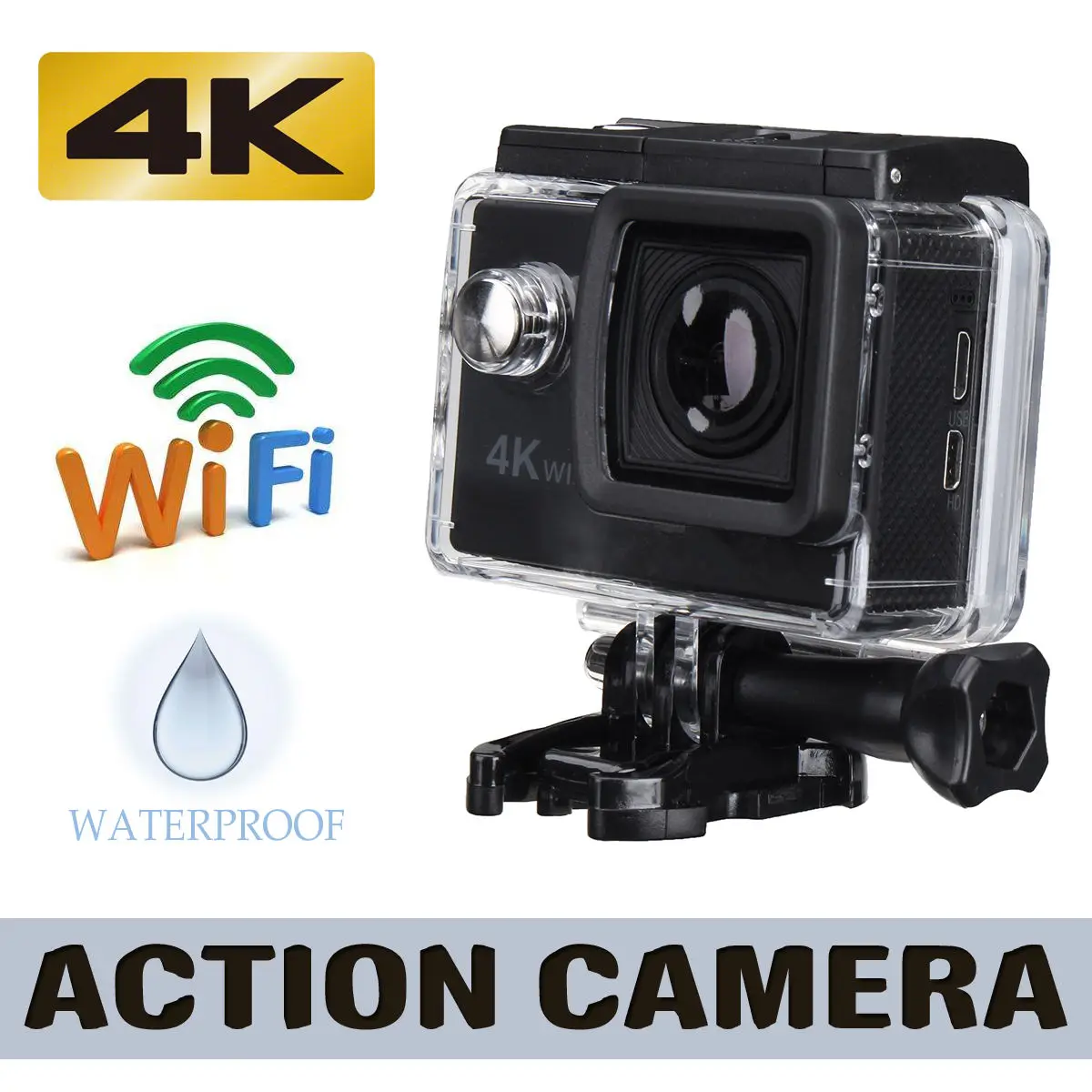 

2" LCD 4K WiFi Sports Camera 1080P Full HD 170 Wide-Angle Action Video Camera Waterproof Case