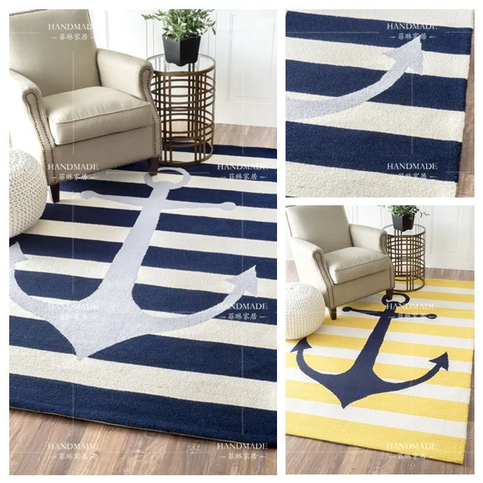 

European simple Mediterranean sofa coffee table ship anchor carpet modern living room bedroom bed rectangular child pad