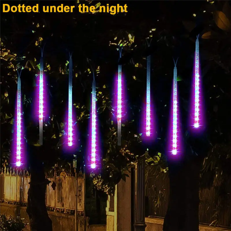 Новинка для вечеринки светодиодные фонари Метеоритный Дождь Снег Рождество дерево сад открытый фиолетовый Метеор свет набор 8 палочек фиолетовый#4J18