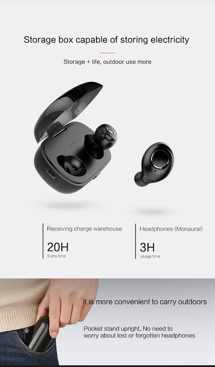 Wireless Bluetooth Earphone HiFi Bass Mini Bluetooth Earbuds with Charging Box Earphones Mic For Phone PK X2T (8)