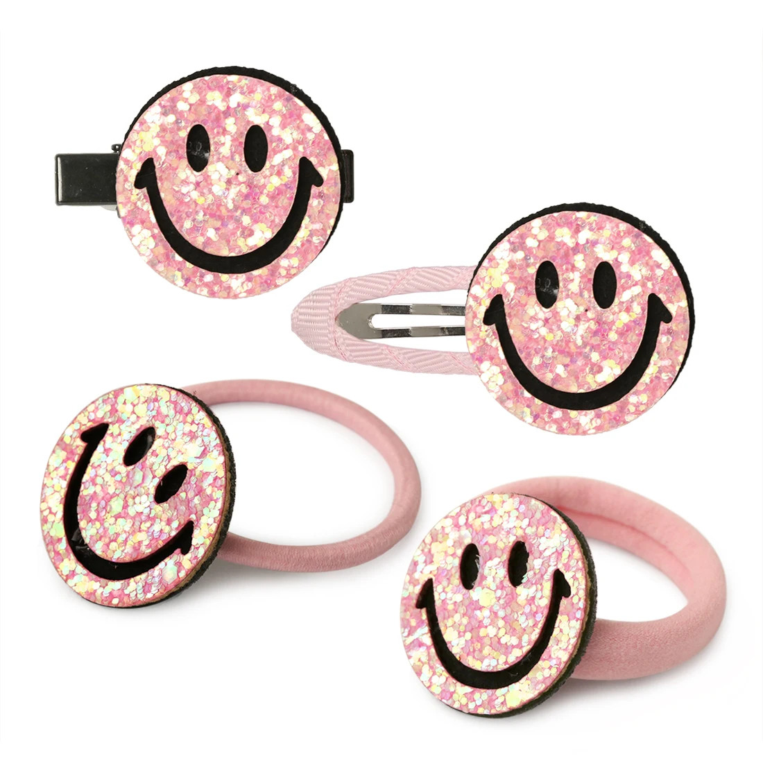 4pcs/lot Cute Glitter Face Smile Girls Hair Accessories Set Kids