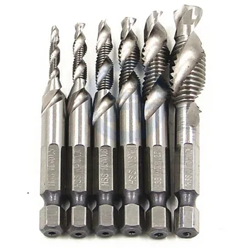 

6Pcs/Set M3-M10 Multifunctional Screw Tap Set High-speed Steel Hex Handle Tapping Drilling Machine Accessories Outdoor Tools