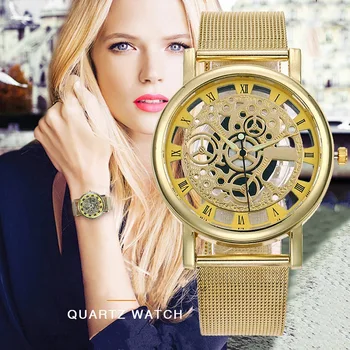 

Neutral Alloy Stainless Steel with Perspective Hollow Quartz Watches Direct Wholesale Men's Imitation Mechanical Gold Watches