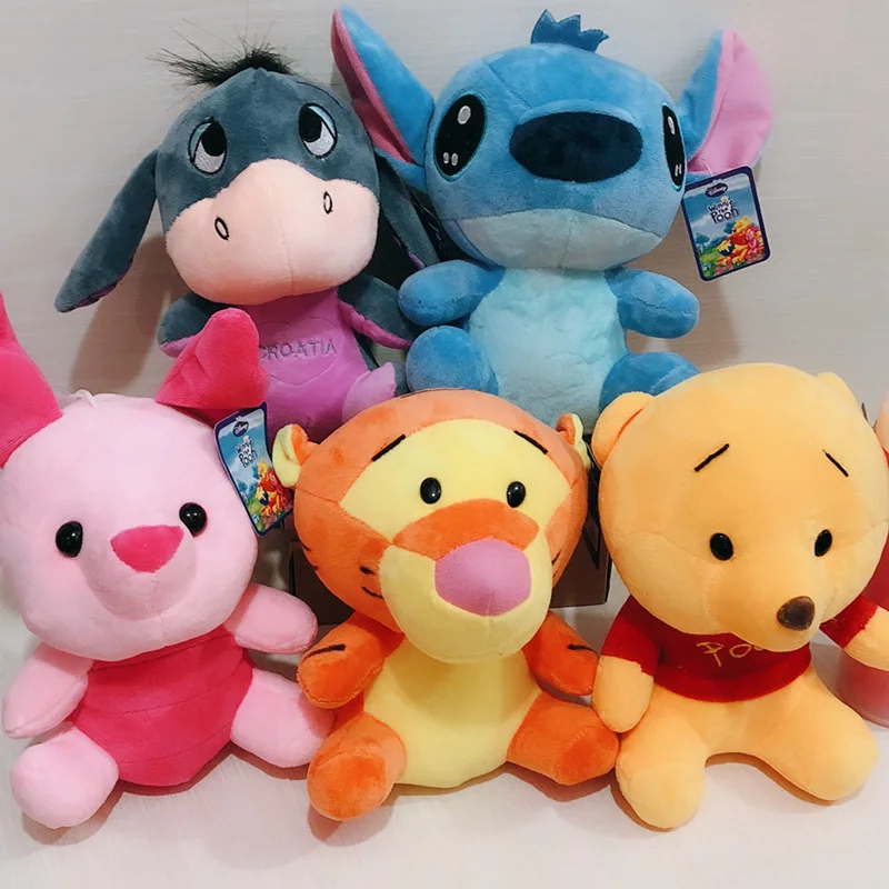 

5 Pieces A Lot 20 Cm Plush Toy Soft Stitch Winnie Tigger Piglet Eeyore Plush Toy Stuffed Cartoon Toy For Children