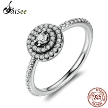 

SaiSee 925 Sterling Silver Micro Pave Clear CZ Sparkling Zircon Round Shape Radiant Elegance Ring for Women Gift Jewelry SS7178