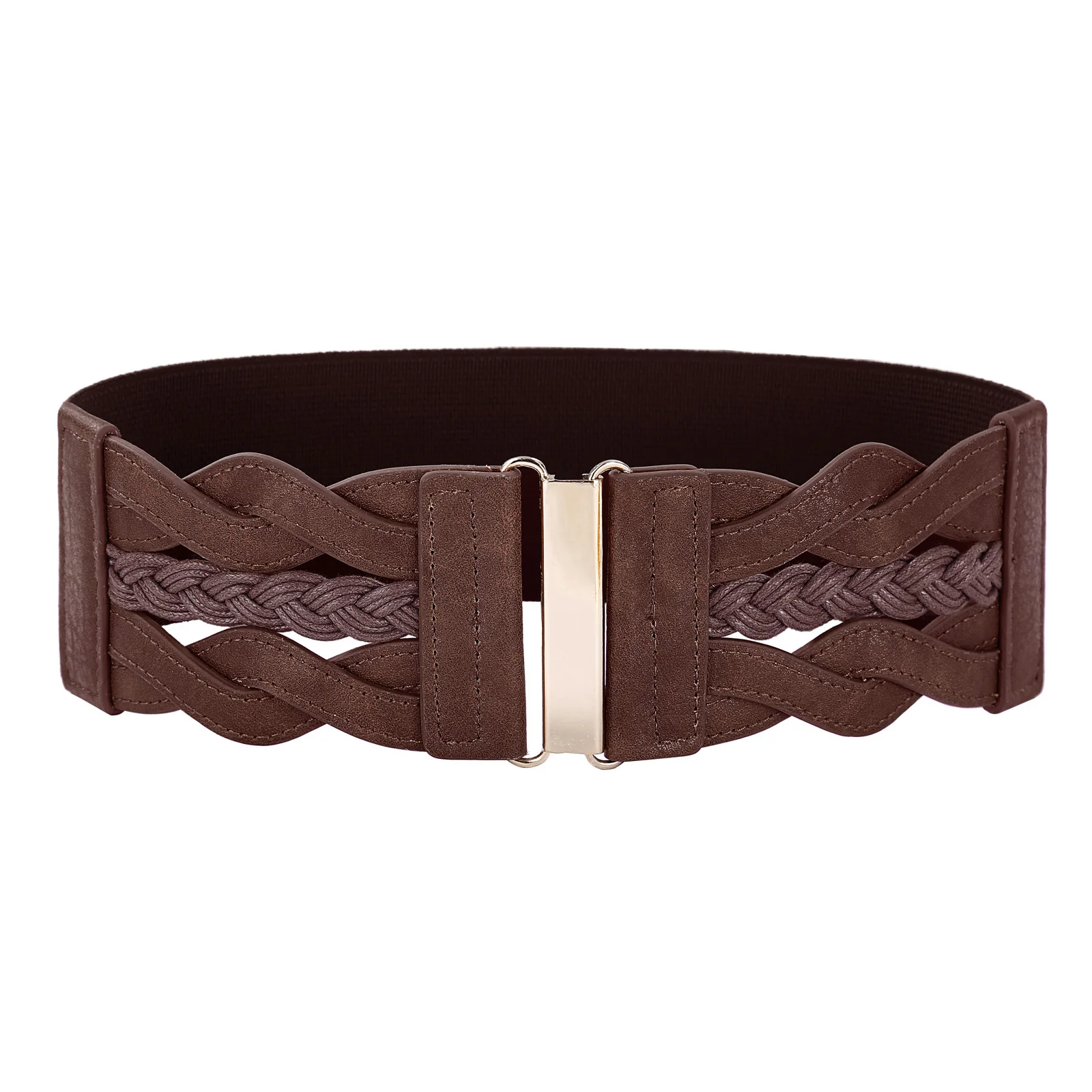 

Female Deduction Side Gold Buckle Jeans Hot Sale Elastic Corset Waist Belt Buckle Womens Fashion Wide Waistband Stretch Belt