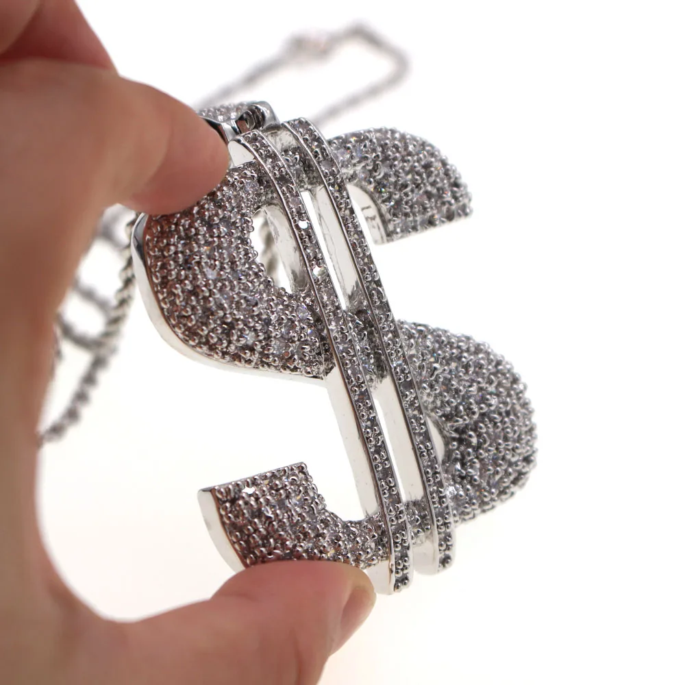 

Copper Punk Rock US Dollar Money Sign 70CM Chain Pendant Necklaces Silver Women Man Hip-hop Charms Link Jewelry for Party Gift