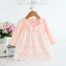 2018 spring autumn cotton pearls Kids clothes newborn Girls infant dress baby clothing baby girls dress vestido infantil 2 color