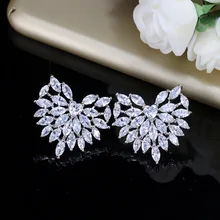 Великолепные серьги-гвоздики в форме большого сердца с кубическим цирконием для женщин, свадебные ювелирные изделия, подарок