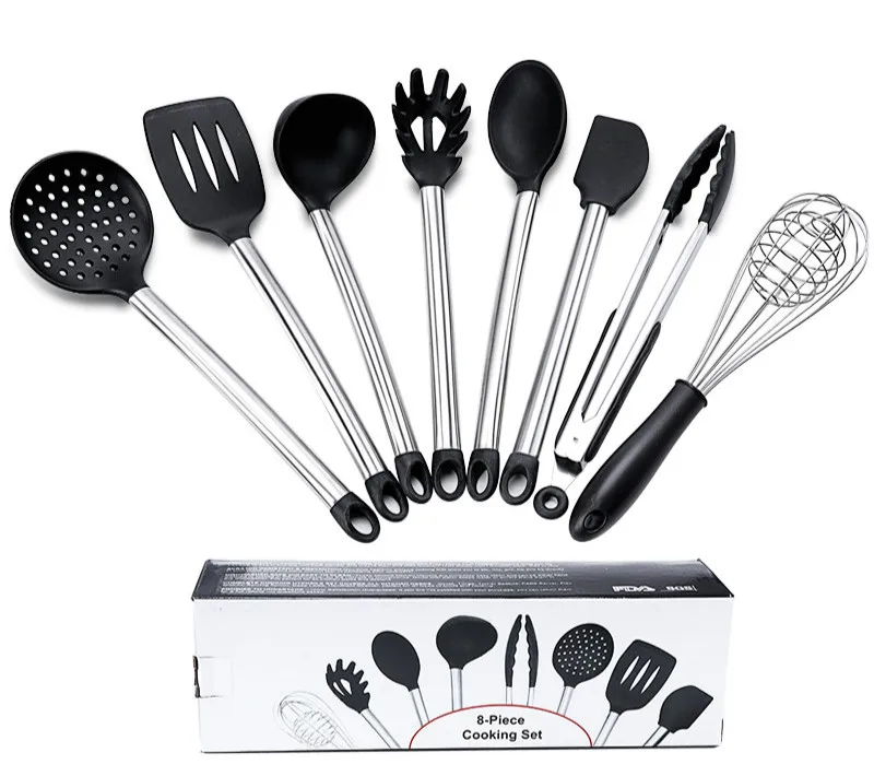 

8Pcs/Set Kitchen Cooking Spoon Spatula Ladle Egg Beaters Utensils Dinnerware Set Cooking Tools Accessories Supplies