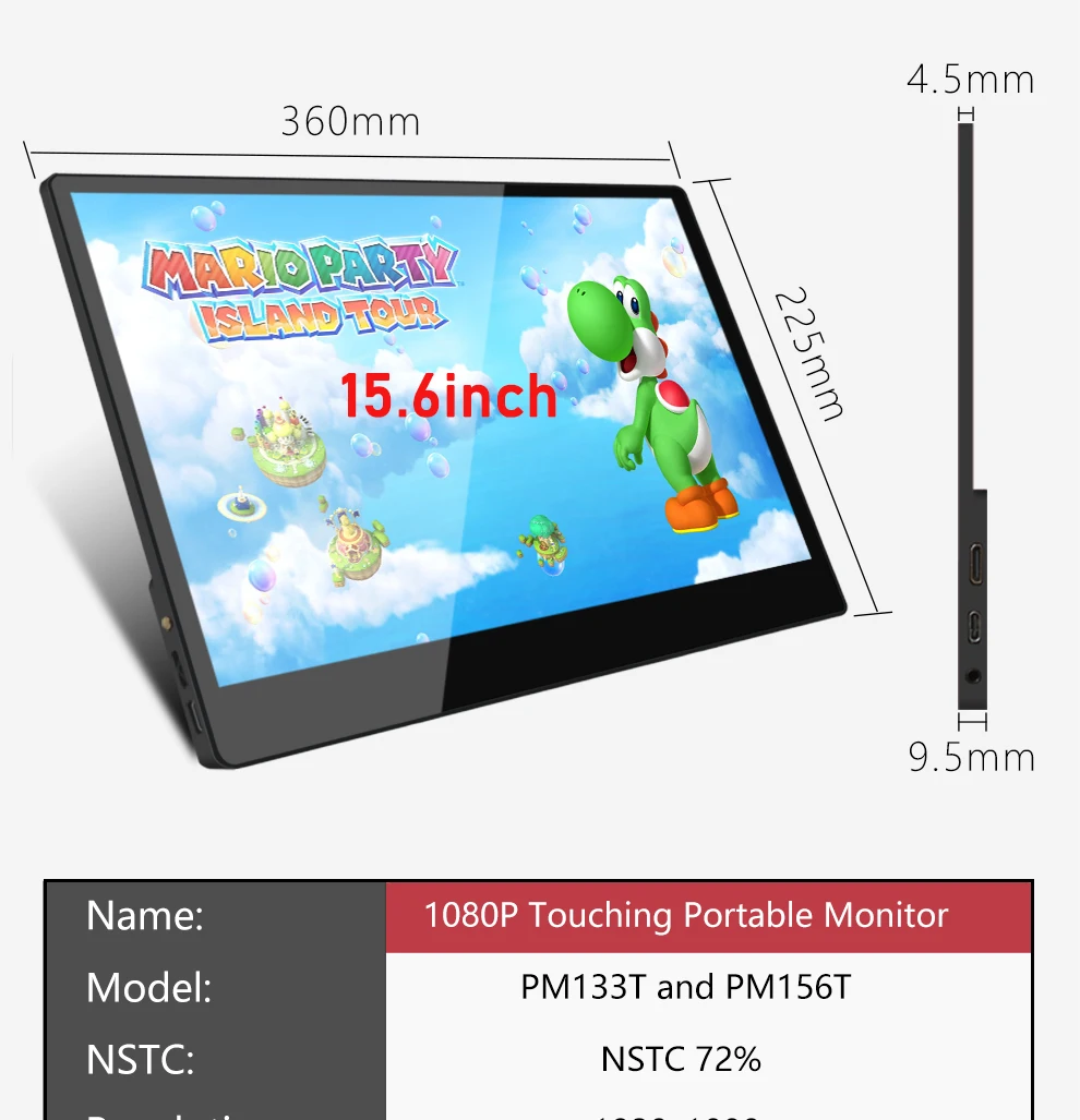 13,3 дюймов/15,6 дюймов тип-c HDMI lcd сенсорный экран монитор для тип-c телефона, ноутбука, переключателя, PS3 Сенсорная панель монитора