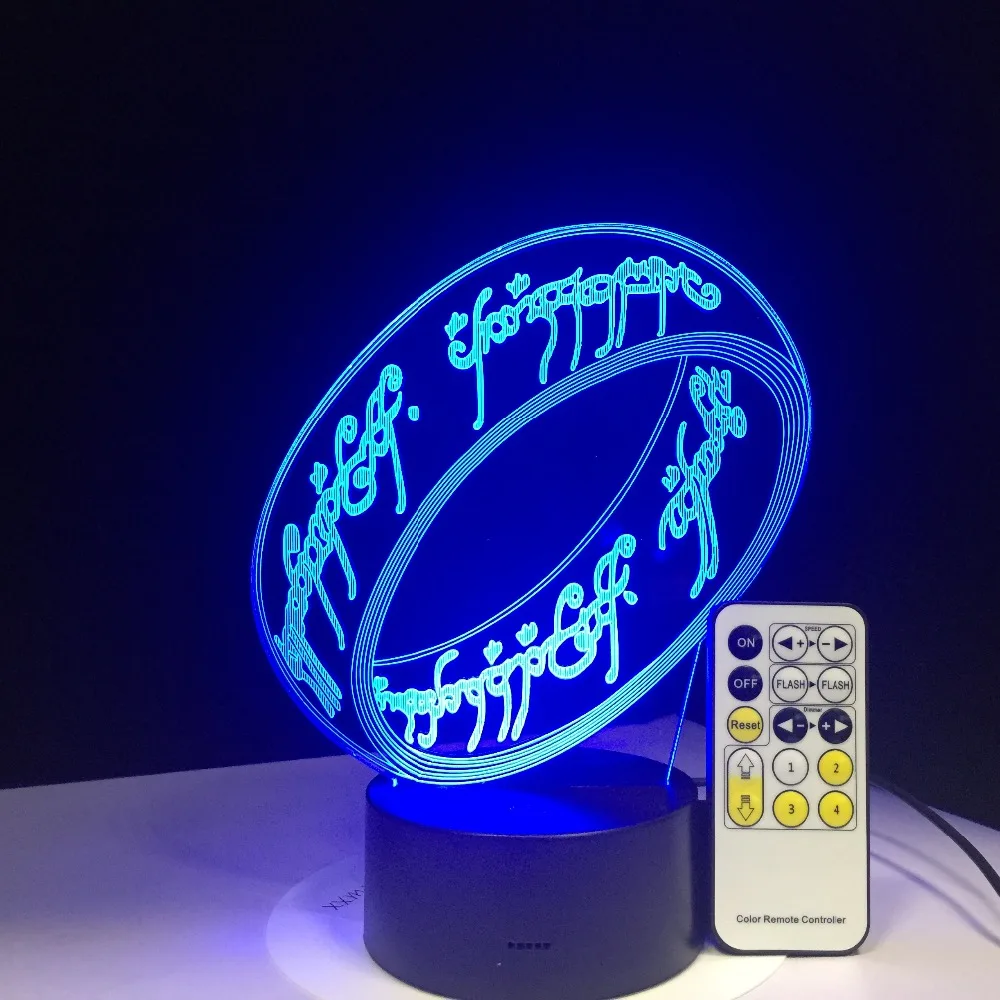 Властелин колец 3D лампа 7 цветов детский подарок сенсорный Ночной светильник для детей праздник 3D иллюзия настольная лампа фильм память подарок