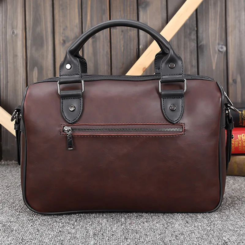 YIZHI деловой мужской портфель высокого качества сумка через плечо из искусственной кожи 13 дюймов Сумка для ноутбука портативная коричневая сумка - Цвет: brown