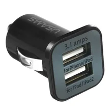 High Quality Black Dual Double USB Port Car Charger Cigarette Lighter For i-Phone i-Pad Samsung Cell Phone Charger For Travel high quality black dual double usb port car charger cigarette lighter for iphone ipad samsung cell phone charger for travel use